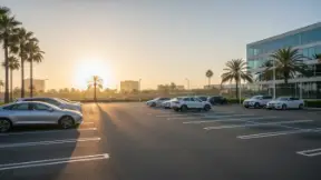 Parking o zachodzie słońca